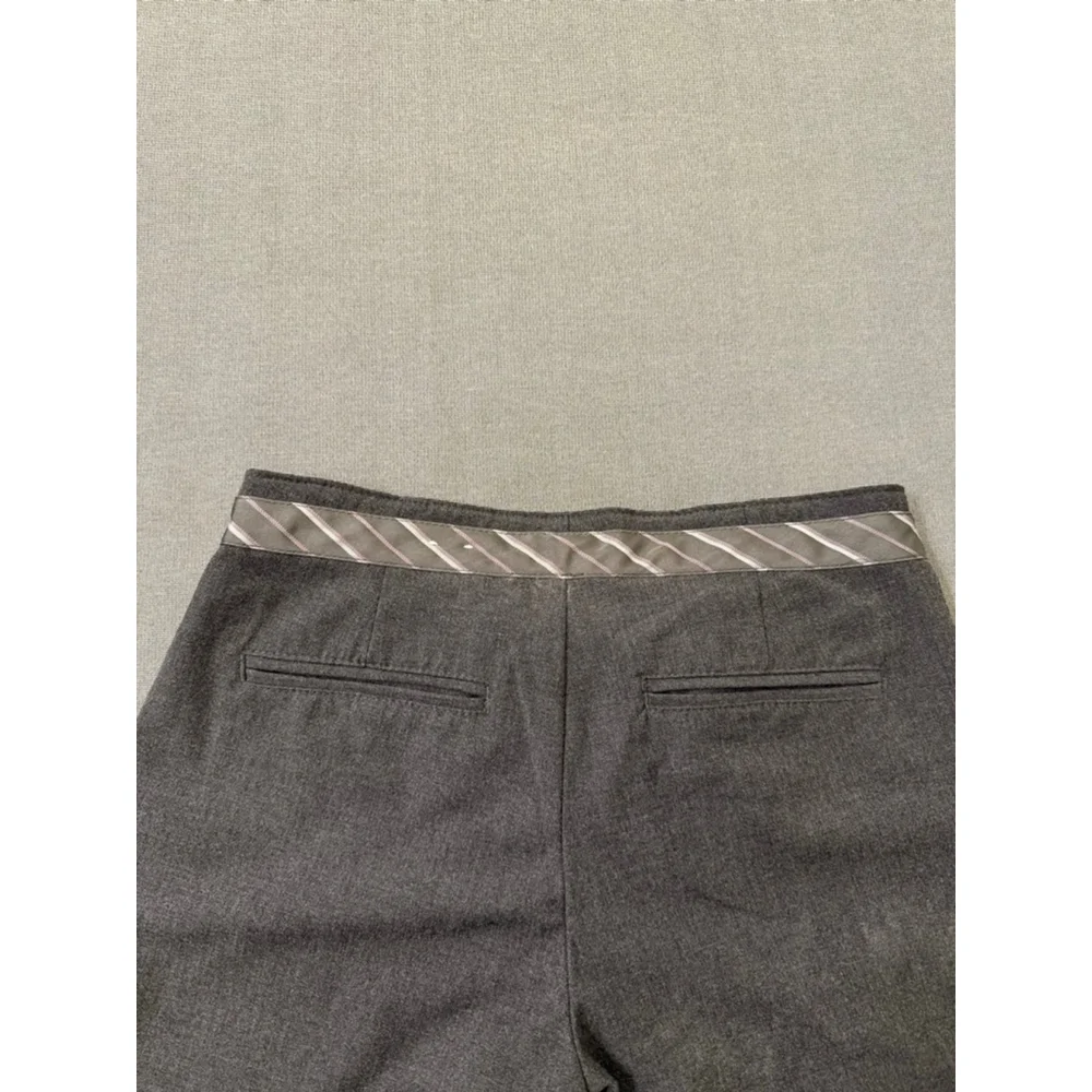 Flared Leg Dress Pants Old Navy Gray Size 4 w/Faux Belt Low waist Stretch